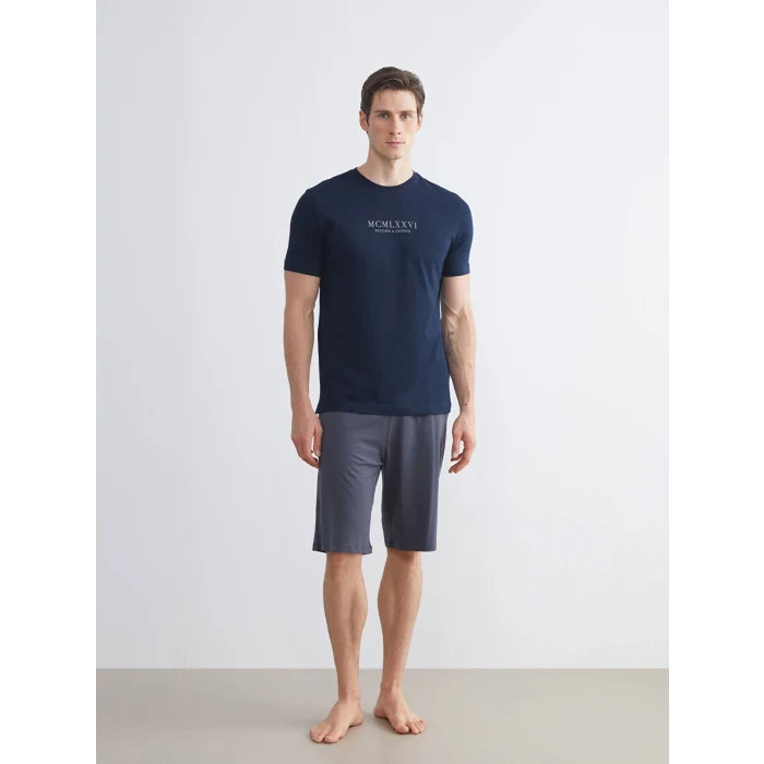 LC WAIKIKI Antrasit Standart Kalıp Erkek Şortlu Pijama Takımı