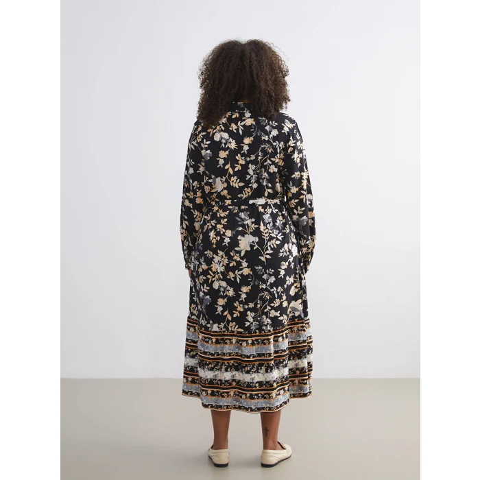 LCW Grace Siyah Desenli Gömlek Elbise