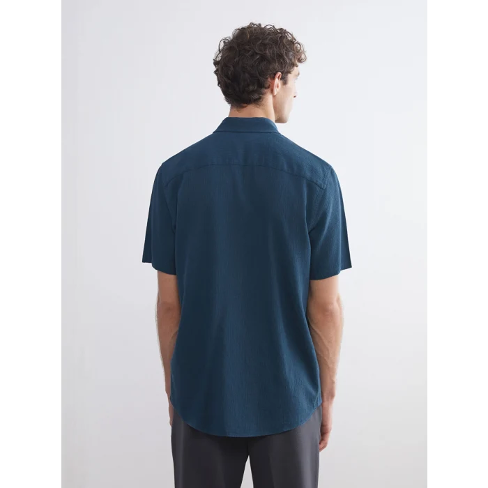 SOUTHBLUE Petrol Regular Fit Kısa Kollu Armürlü Erkek Gömlek