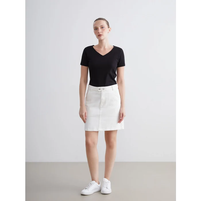 LCWAIKIKI Basic Siyah V Yaka Kadın Tişört