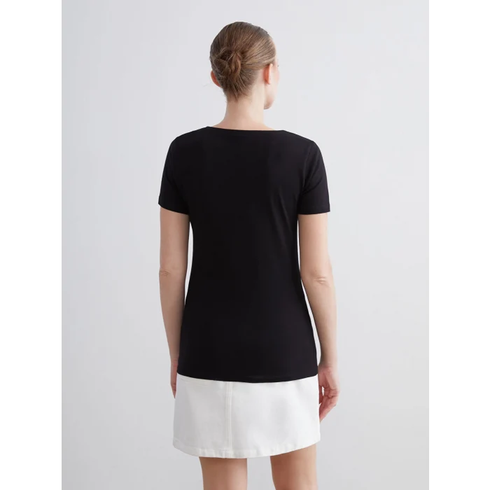 LCWAIKIKI Basic Siyah V Yaka Kadın Tişört