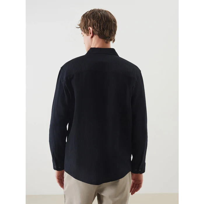 LCW Vision Siyah Rahat Kalıp Uzun Kollu Erkek Gömlek