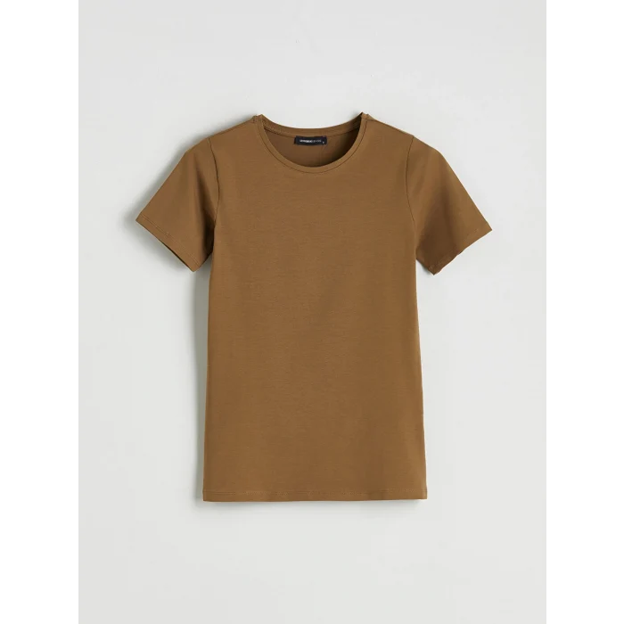 LCWAIKIKI Basic Haki Bisiklet Yaka Kadın Tişört