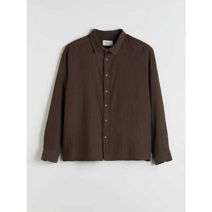 LCW Vision Kahverengi Rahat Kalıp Uzun Kollu Erkek Gömlek