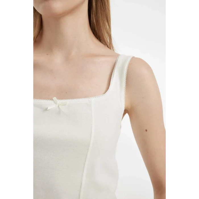 Defacto D1175AXWT32 Beyaz Coool Fitted V Yaka Modal Atlet