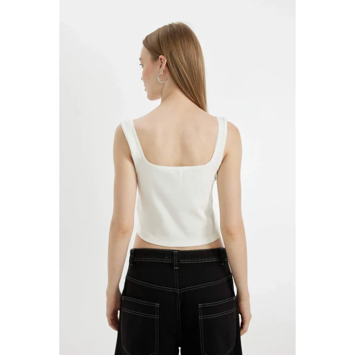 Defacto D1175AXWT32 Beyaz Coool Fitted V Yaka Modal Atlet