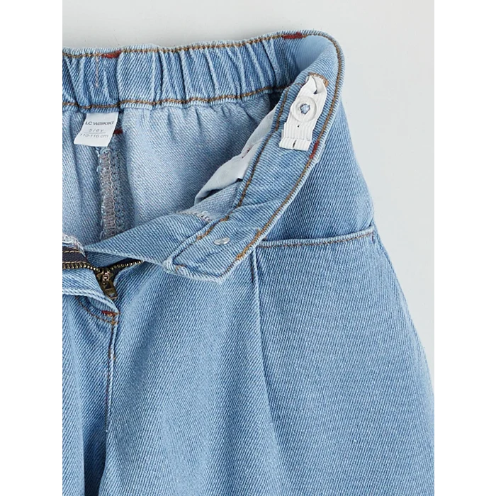 LCW Kids İndigo Beli Lastikli Wideleg Kız Çocuk Jean Pantolon