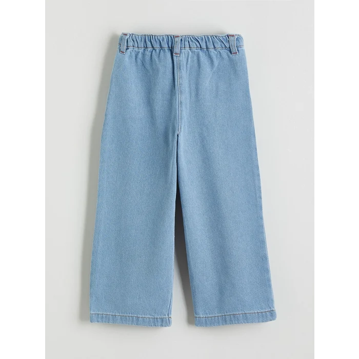 LCW Kids İndigo Beli Lastikli Wideleg Kız Çocuk Jean Pantolon