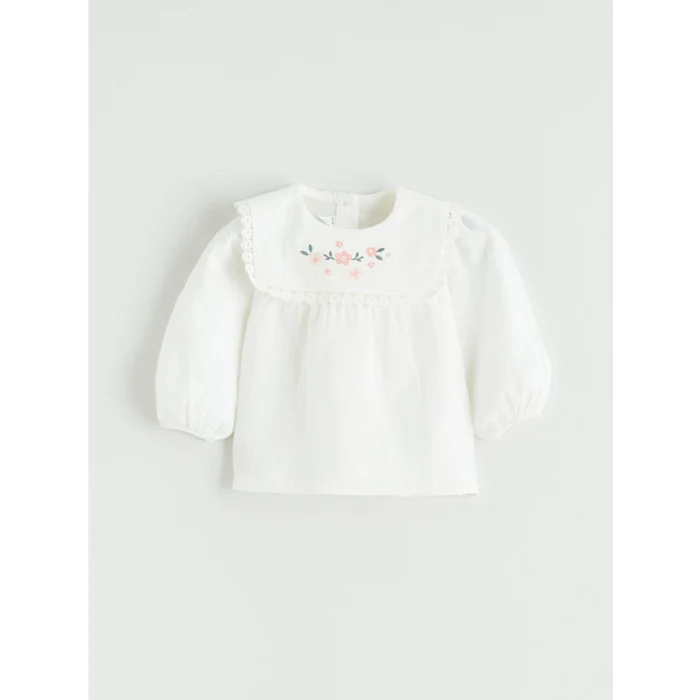 LCW baby Ekru Çiçekli Kız Bebek Bluz ve Tayt