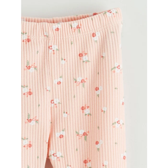 LCW baby Ekru Çiçekli Kız Bebek Bluz ve Tayt