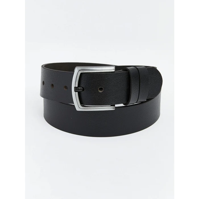 LCW ACCESSORIES Siyah Deri Görünümlü Erkek Kemer