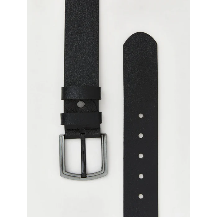 LCW ACCESSORIES Siyah Deri Görünümlü Erkek Kemer