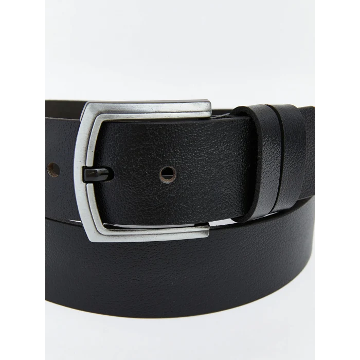 LCW ACCESSORIES Siyah Deri Görünümlü Erkek Kemer