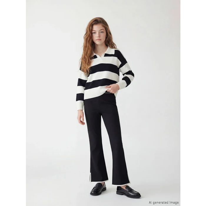 LCW Kids Siyah İspanyol Paça Kız Çocuk Tayt