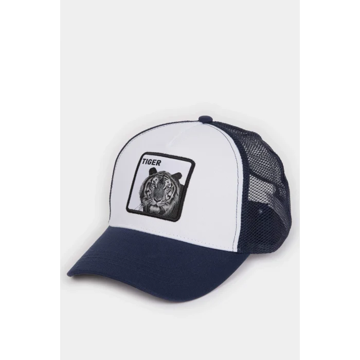 Defacto B7999AXNV100 Lacivert Erkek Etiket Baskılı Dokuma Beyzbol Basketbol Şapkası