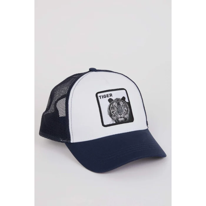 Defacto B7999AXNV100 Lacivert Erkek Etiket Baskılı Dokuma Beyzbol Basketbol Şapkası