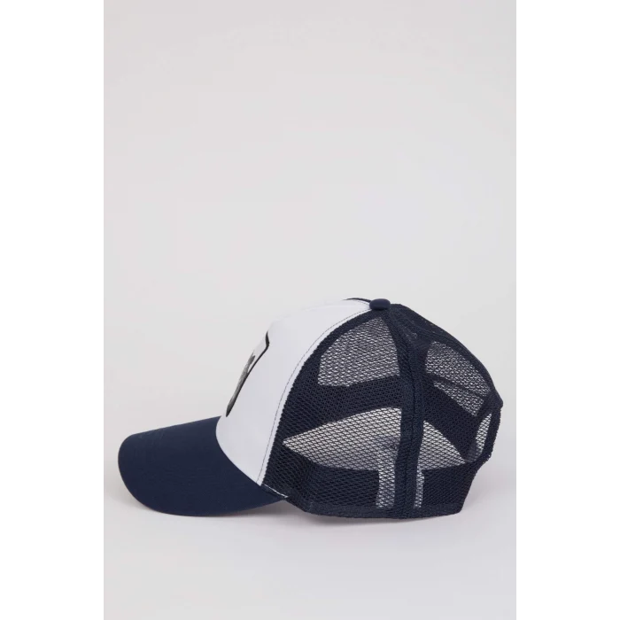 Defacto B7999AXNV100 Lacivert Erkek Etiket Baskılı Dokuma Beyzbol Basketbol Şapkası