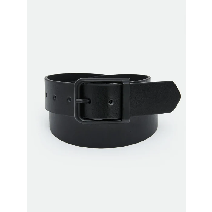 LCW ACCESSORIES Siyah Deri Görünümlü Erkek Kemer