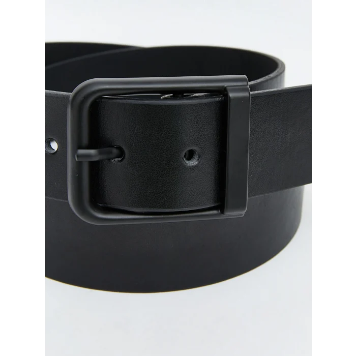LCW ACCESSORIES Siyah Deri Görünümlü Erkek Kemer
