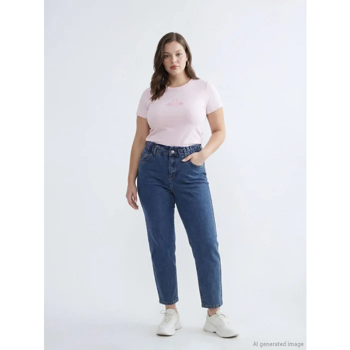 LCWAIKIKI Classic İndigo Beli Lastikli Slim Fit Kadın Jean Pantolon