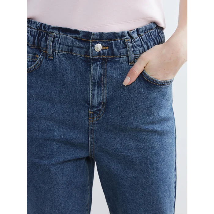 LCWAIKIKI Classic İndigo Beli Lastikli Slim Fit Kadın Jean Pantolon