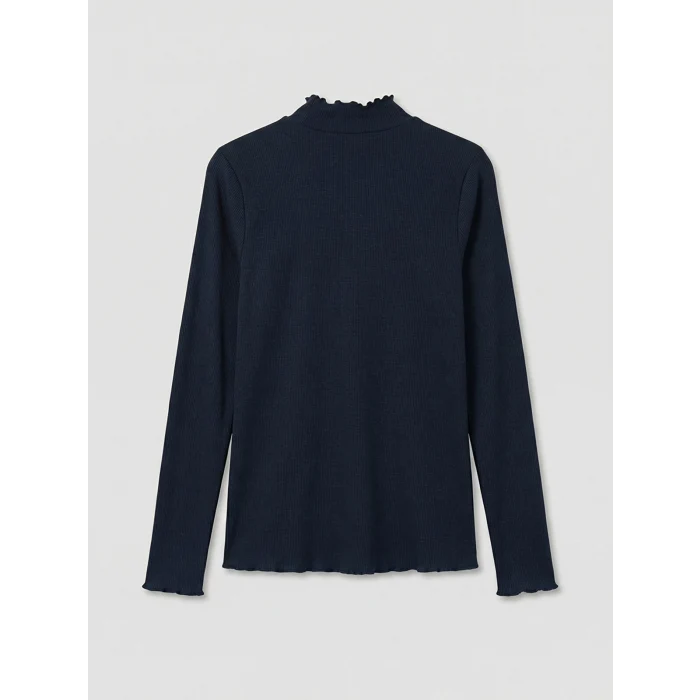 LCW Modest Lacivert Fırfırlı Dik Yaka Kadın Body