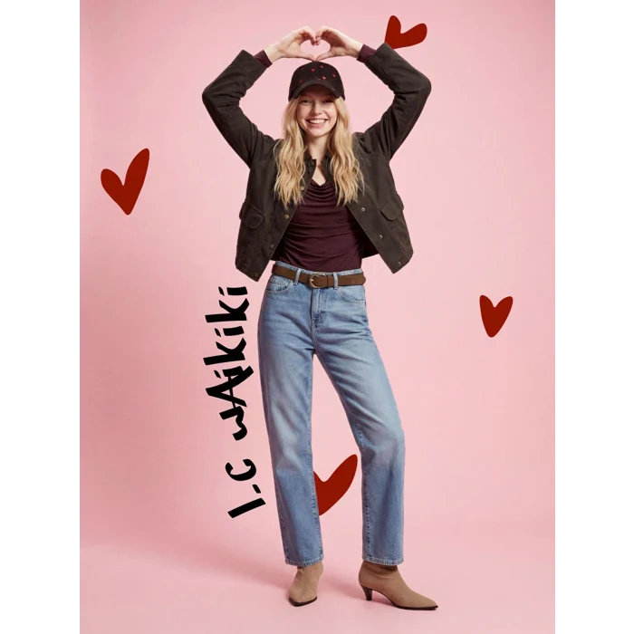 XSIDE Mavi Beli Kemerli Wideleg Kadın Jean Pantolon