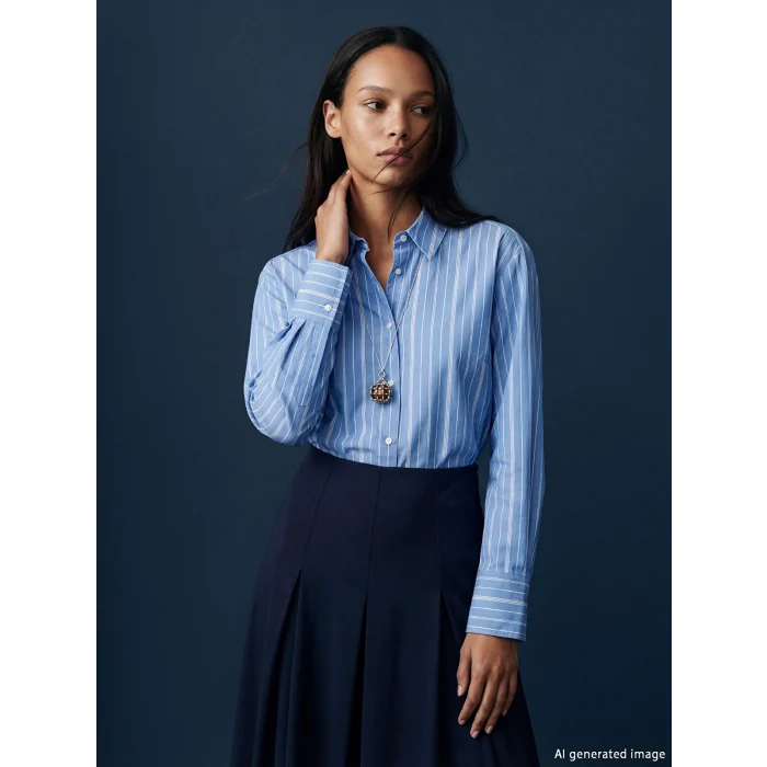 LCW STUDIO Mavi Çizgili Kadın Gömlek
