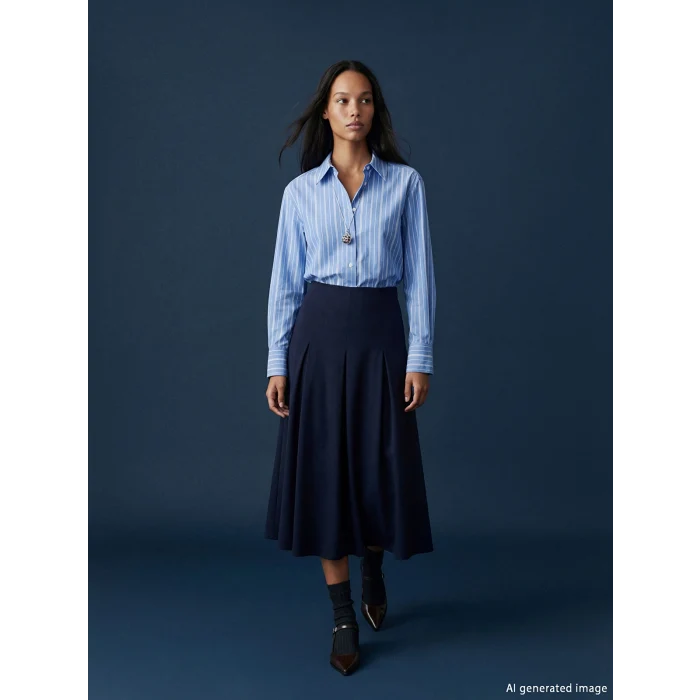 LCW STUDIO Mavi Çizgili Kadın Gömlek