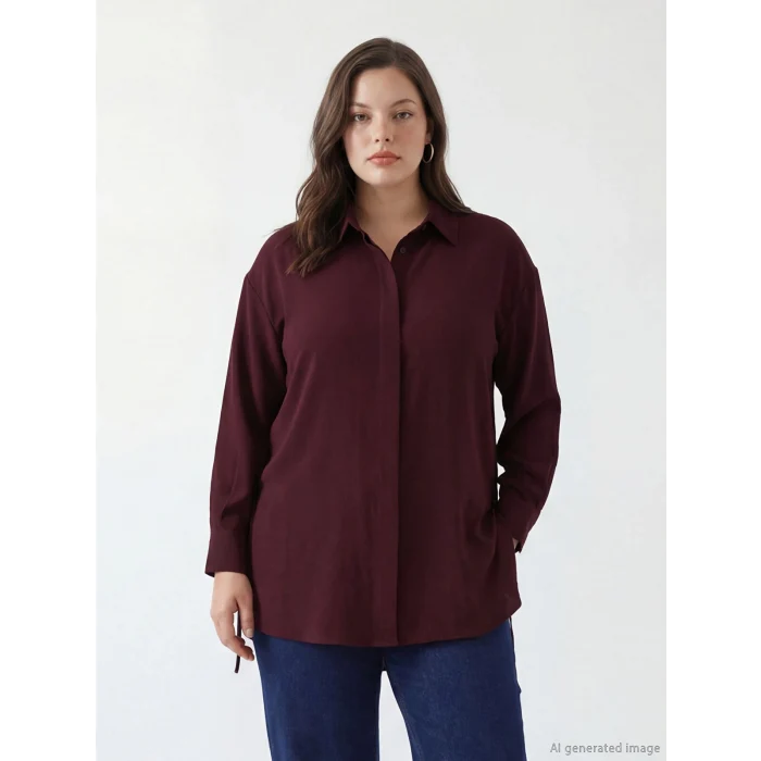 LCW Modest Bordo Bağlama Detaylı Kadın Gömlek Tunik