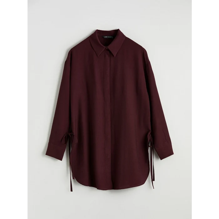 LCW Modest Bordo Bağlama Detaylı Kadın Gömlek Tunik