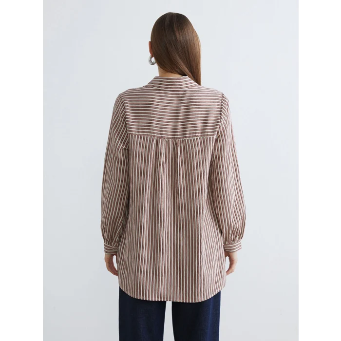 LCW EVERYDAY Karışık Çizgili Oversize Kadın Gömlek Tunik