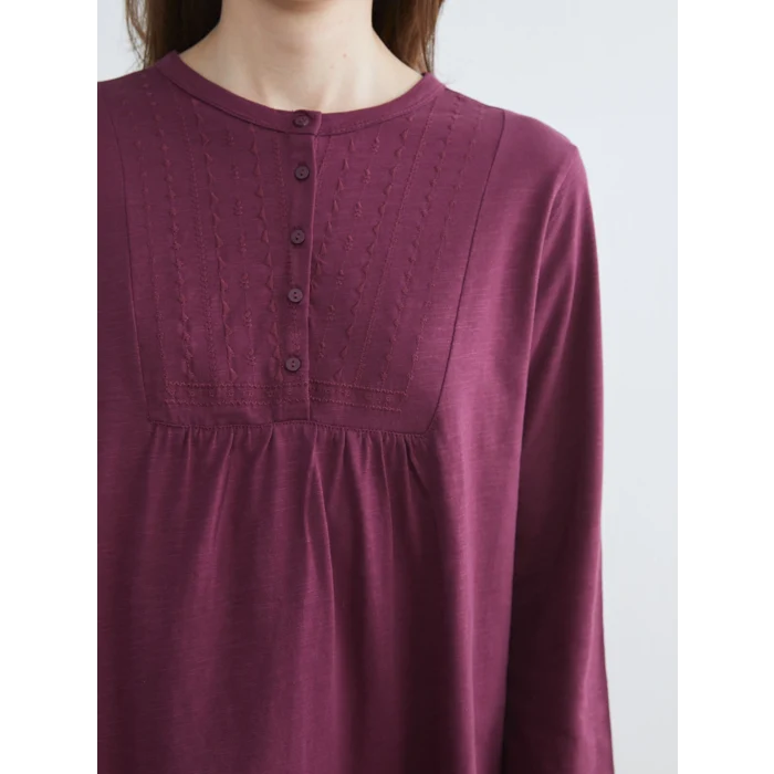 LCW Grace Mürdüm Bisiklet Yaka Nakışlı Bluz