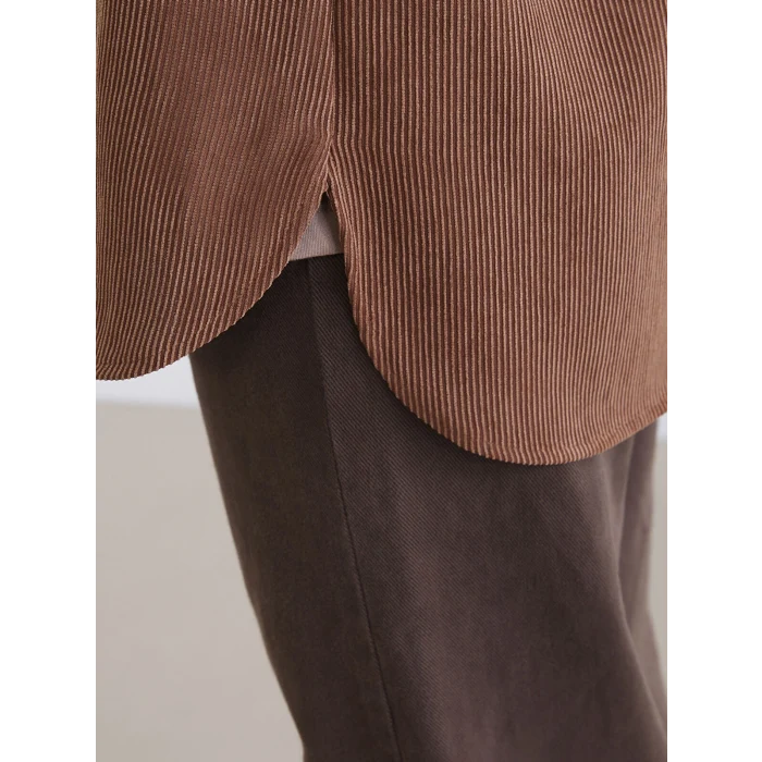 LCW Modest Kahverengi Kadın Fitilli Kadife Gömlek Tunik