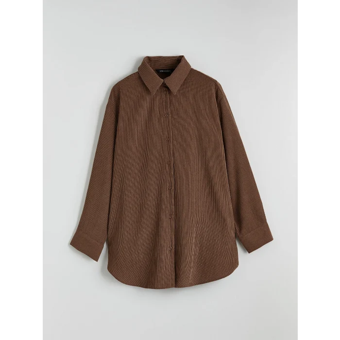 LCW Modest Kahverengi Kadın Fitilli Kadife Gömlek Tunik