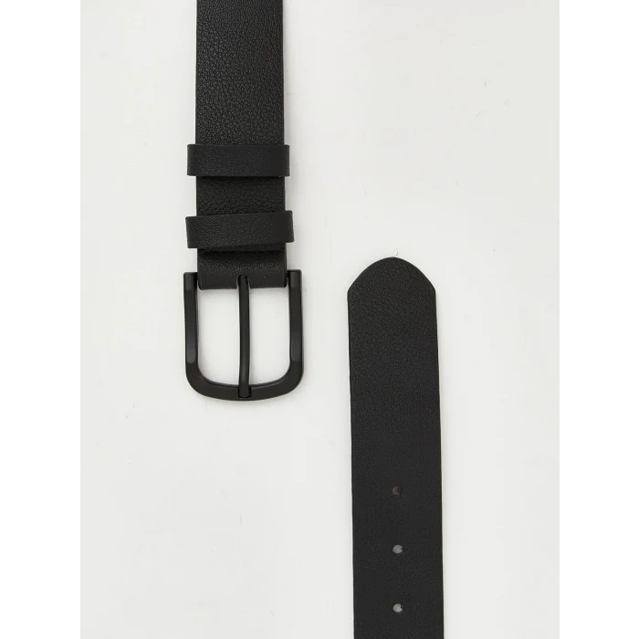 LCW ACCESSORIES Siyah Deri Görünümlü Erkek Kemer