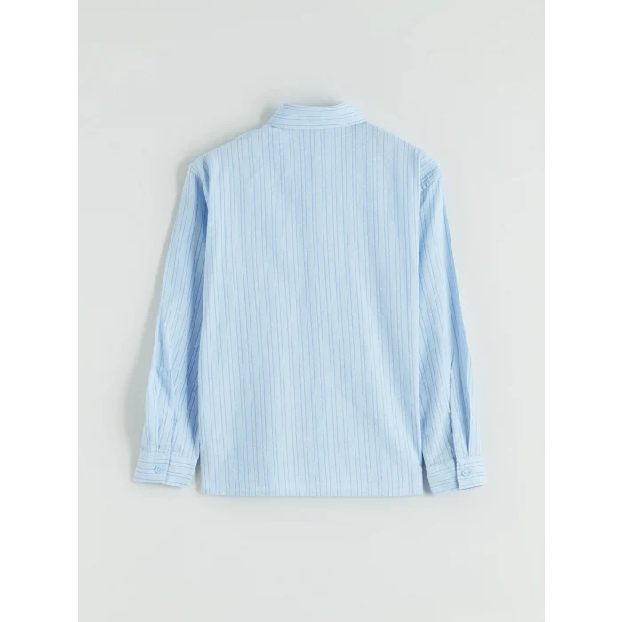 LCW Kids Mavi Çizgili Erkek Çocuk Gömlek