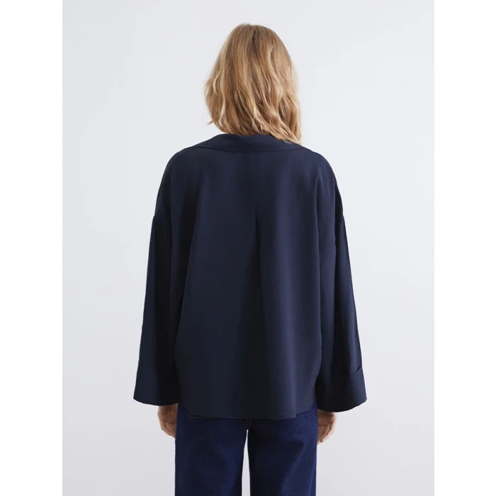 LCW Vision Lacivert Oversize Kadın Gömlek