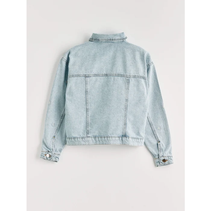 LCW Kids Mavi Çiçek Nakışlı Kız Çocuk Jean Ceket