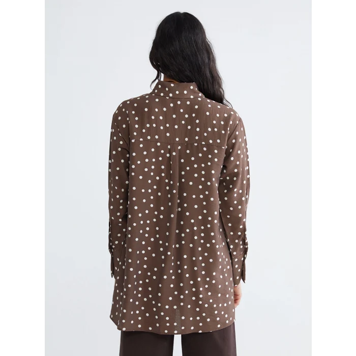 LCW Modest Kahverengi Puantiyeli Kadın Gömlek Tunik