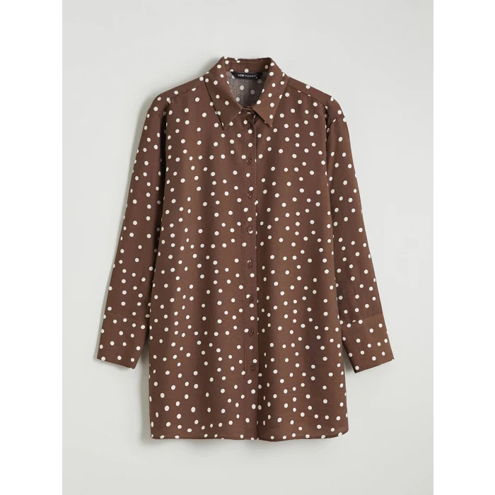 LCW Modest Kahverengi Puantiyeli Kadın Gömlek Tunik