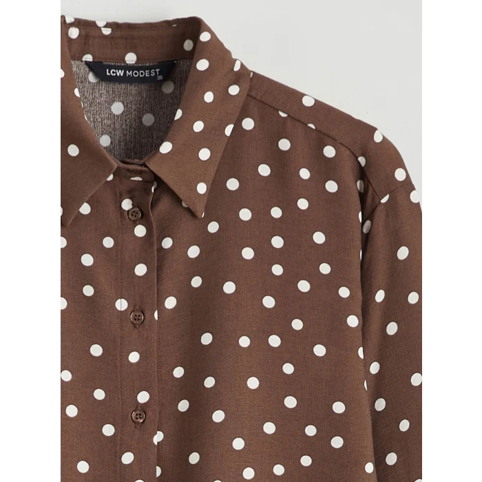 LCW Modest Kahverengi Puantiyeli Kadın Gömlek Tunik