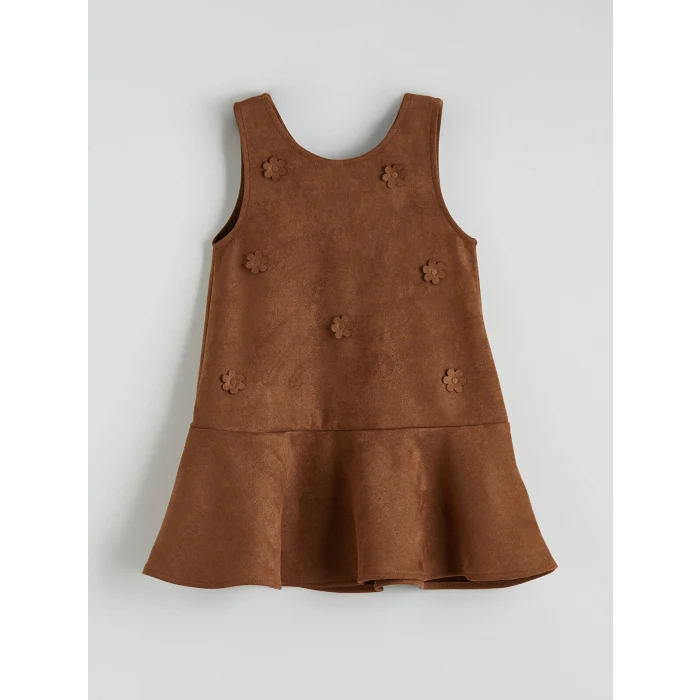 LCW Kids Kahverengi Kız Çocuk Jile Elbise ve Uzun Kollu Tişört