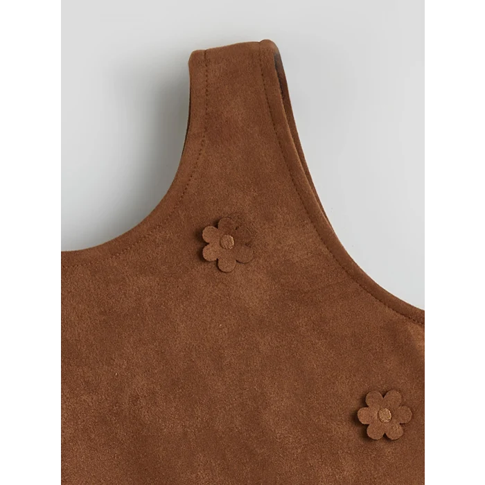 LCW Kids Kahverengi Kız Çocuk Jile Elbise ve Uzun Kollu Tişört