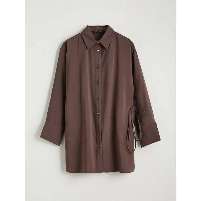 LCW Modest Kahverengi Bağlama Detaylı Kadın Gömlek Tunik