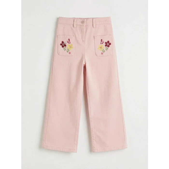 LCW Kids Pembe Beli Lastikli Çiçekli Kız Çocuk Pantolon