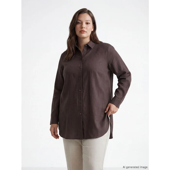 LCW Modest Kahverengi Dokulu Kadın Gömlek Tunik