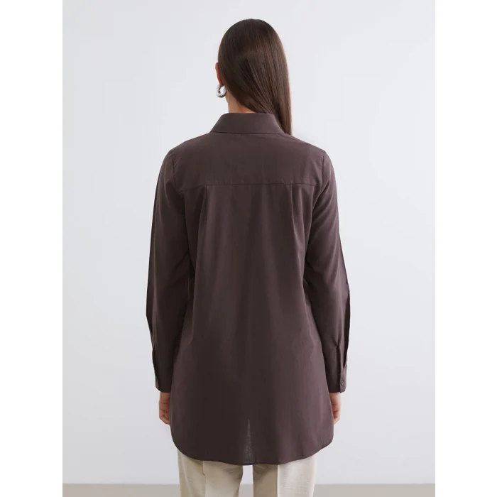 LCW Modest Kahverengi Dokulu Kadın Gömlek Tunik