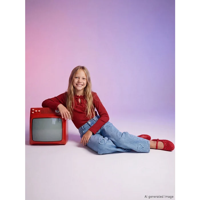 LCW Kids Mavi Wideleg Kız Çocuk Jean Pantolon