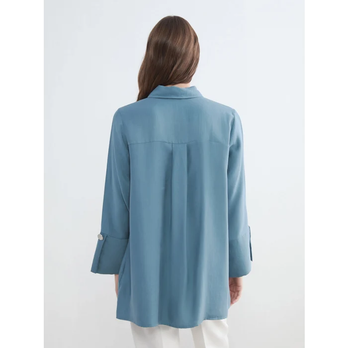 LCW STUDIO Petrol Oversize Modal Karışımlı Kadın Gömlek Tunik